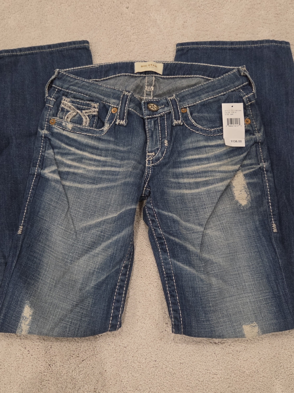 Big Star LIV Women's Faded Distressed Bootcut Jeans